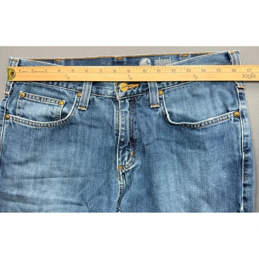 Carhartt Men's Relaxed Straight Leg Jeans Blue Denim Work Pants | 32x30